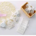 1 шт. белые кружевные марлевые пакеты на шнурке, упаковочные пакеты для украшений, свадебные пакеты для хранения бисквитов, конфет, шоколада
