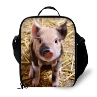 pig animal print kids lunch bag durable insulated lunchbox small black lunch box for children boys customized cooler bag
