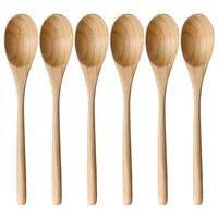 spoonswooden spoons6 pieces wooden spoon set for cooking mixing stirring honey tea soda dessert coconut bowl kitchen