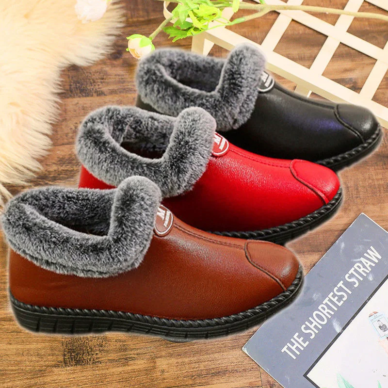 

Snow Boots Women Home Shoes Warm Plush Fur Ankle Boots Winter Female Flat Casual Shoes Waterproof Ultralight Footwear