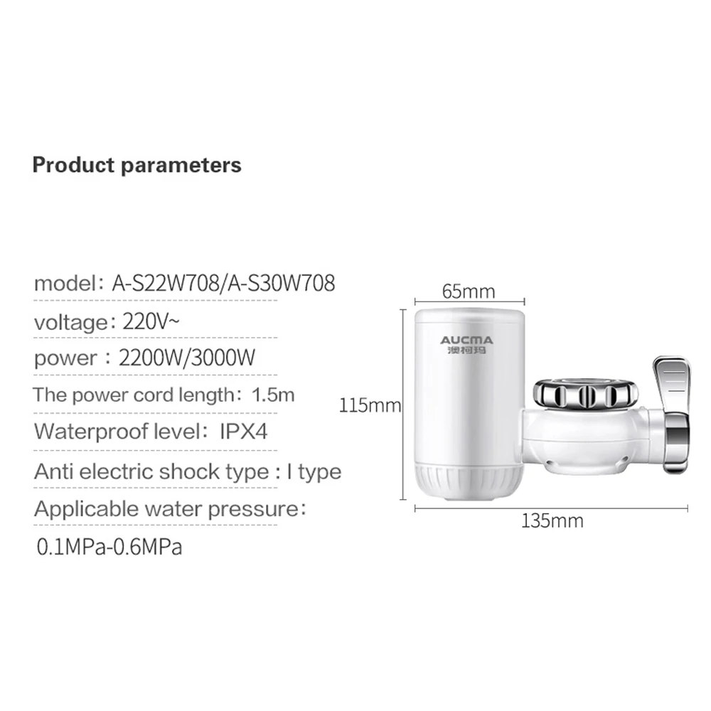 

3000W Kitchen Instant Electric Faucet Fast Heating Electric Tap Instantaneous Heating Front Water Heater 220V