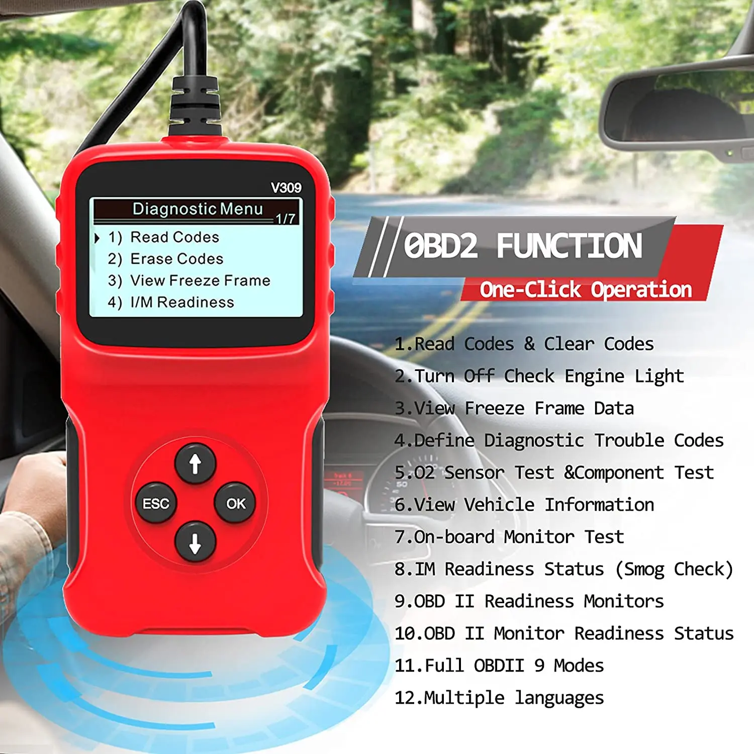 OBD V309 OBD2 Универсальный OBDII диагностический инструмент сканер считыватель кодов