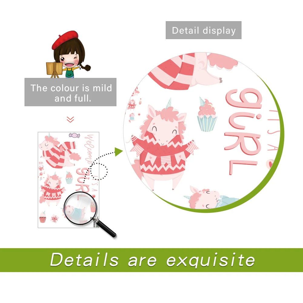 Милые животные наклейка на стену в форме единорога художественная Наклейка