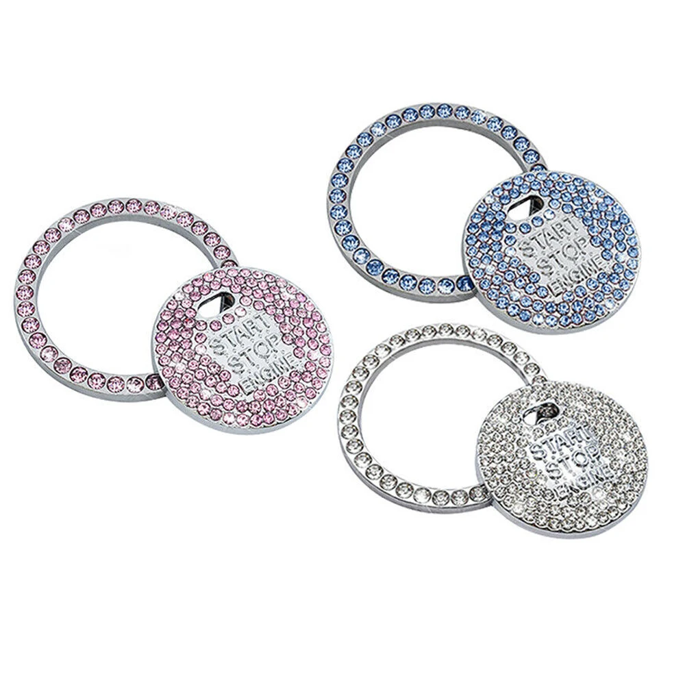 

1x Engine Start Stop Button Replace Cover Ignition Switch Trim Bling Diamond Start Button Ring Sticker Auto Styling Accessories