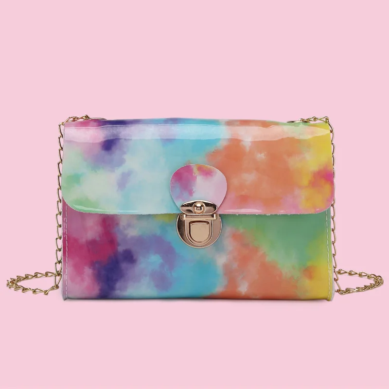 

Fashion Colorful Oil Painting High Qaulity Flap PU Leather Small Ladies Crossbody Bag Chain for Phone and Wallet Luxury 2021