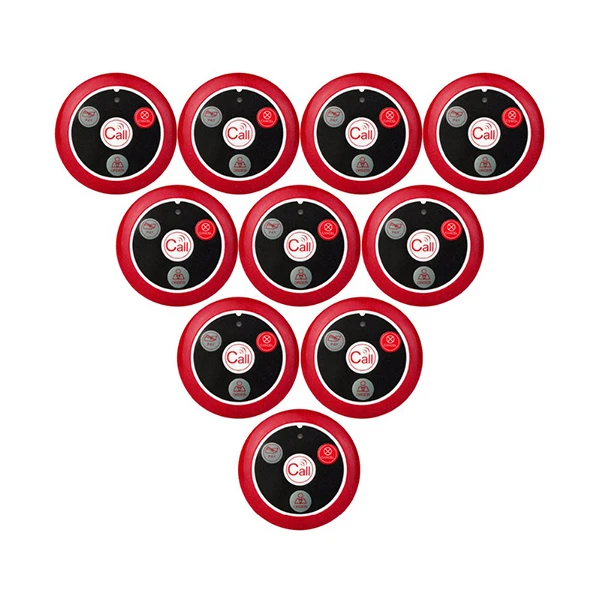 Four Key-Red Retekess 10 шт. 433 МГц беспроводной пейджер кнопка вызова Ресторан Официант Система вызова оборудование для общественного питания обслуживание клиентов - Цвет: Four Key-Red