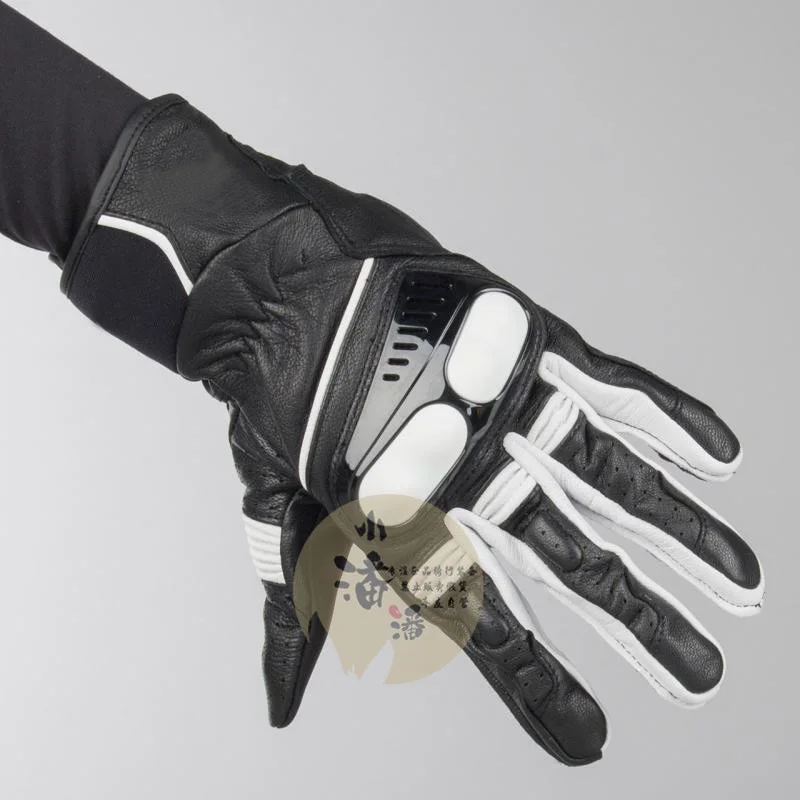 

Free shipping Hyperions Motorcycle Motorbike Leather Gloves Black / White
