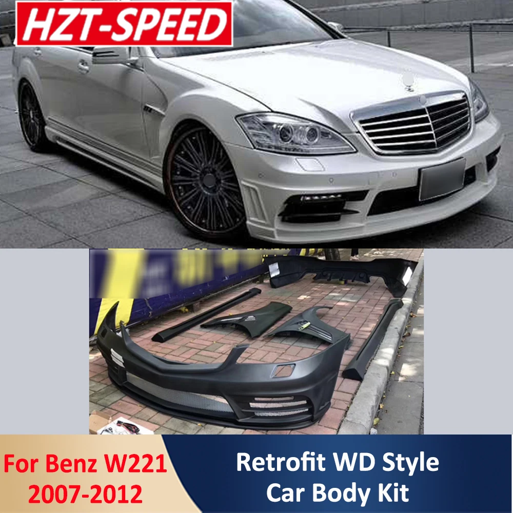 

W221 Modify to WD Style Car Body Kit Resin Unpainted Front Rear Bumper Side Skirts Fender For Benz W221 S300 350 400 500 2007-12