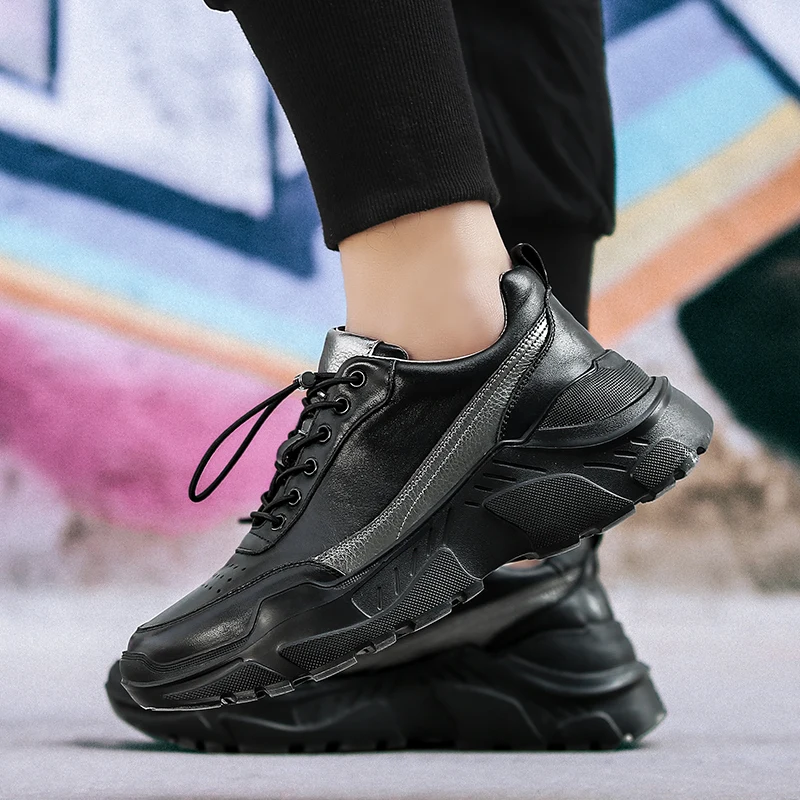 Lace Up Fashion Male Shoes Band New Men Genuine Leather Casual Leisure Height Increased Comfortable 2019 | Обувь