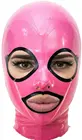 Розовый латексный капюшон, открытые красивые глаза и рот, задняя молния, резиновая маска, клубная одежда