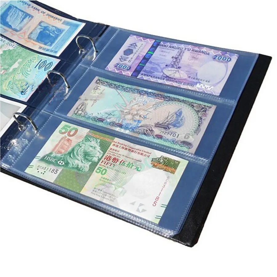 Альбом для банкнот 10 шт./лот 3 кармана на странице|banknotes plastic page|paper money collectionbanknotes