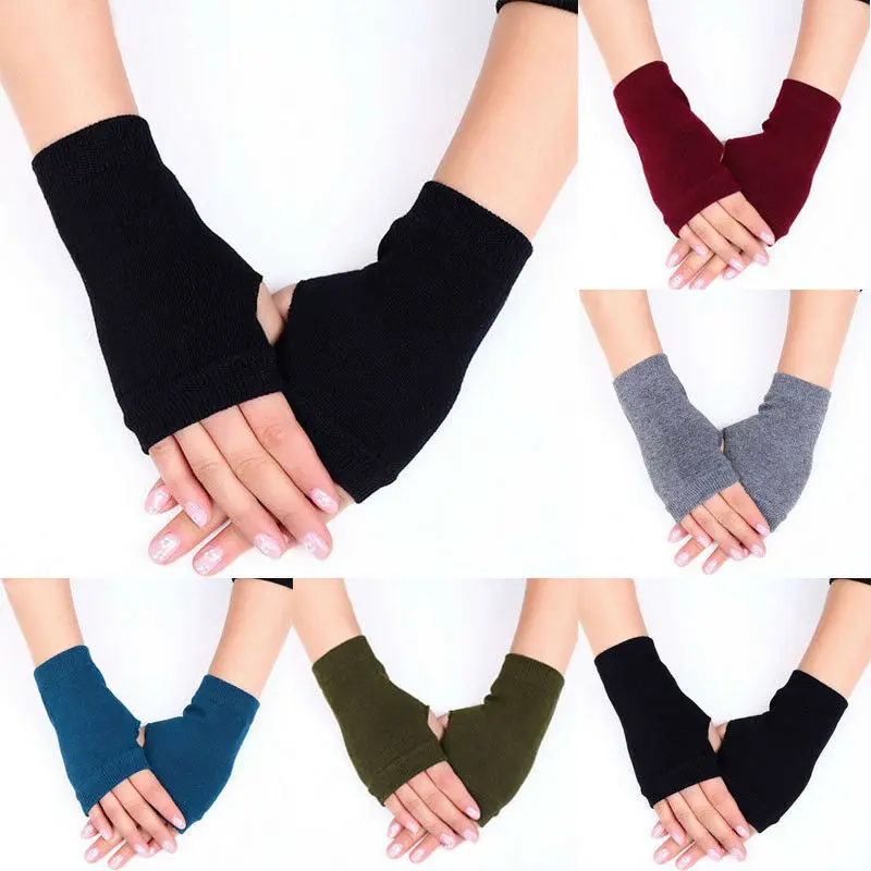 1 Pair Winter Women Cashmere Warmer Gloves Long Unisex Men Arm Crochet Knitting Cotton Mitten Fingerless Fashion | Аксессуары для