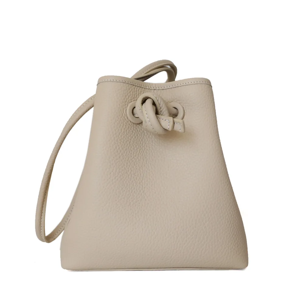 

2020 Autumn And Winter new drawstring bucket bag litchi pattern shoulder messenger bag simple female bag handbag