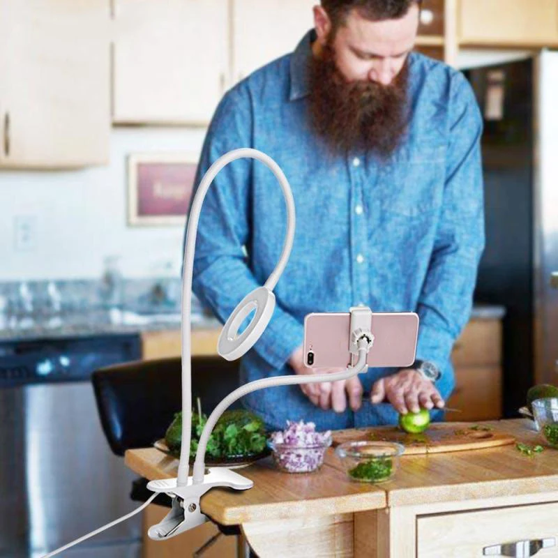 Кольцевой светильник для селфи с подставка держатель сотового телефона живого