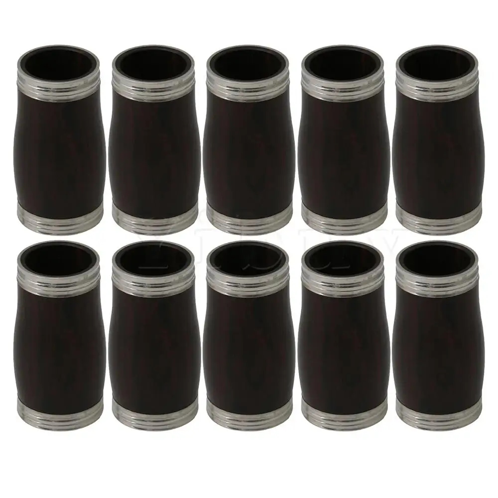 Yibuy черный Bb Эбеновое дерево кларнет бочки w/серебряное металлическое кольцо Упаковка из 15