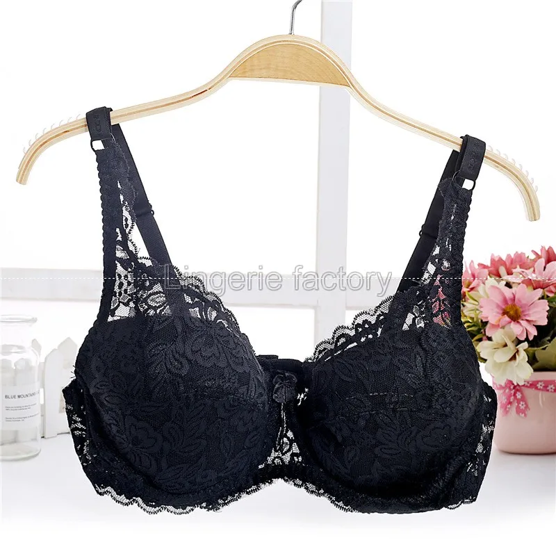 OEM Women Sexy Underwire Padded Up Embroidery Lace Bra 32 34 36 38 40 B Cup Brassiere Bras