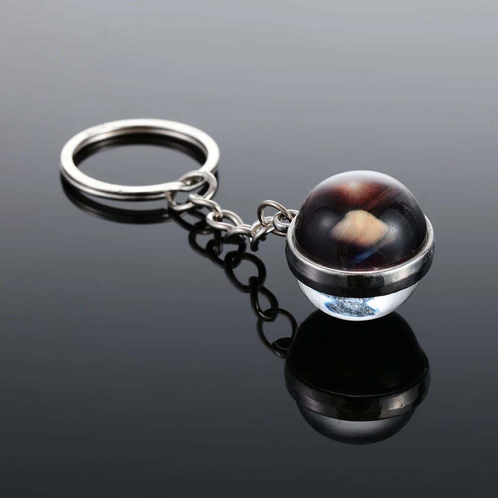 Цепочка для ключей светящаяся луна стеклянный шар земля солнце Jupiter планета