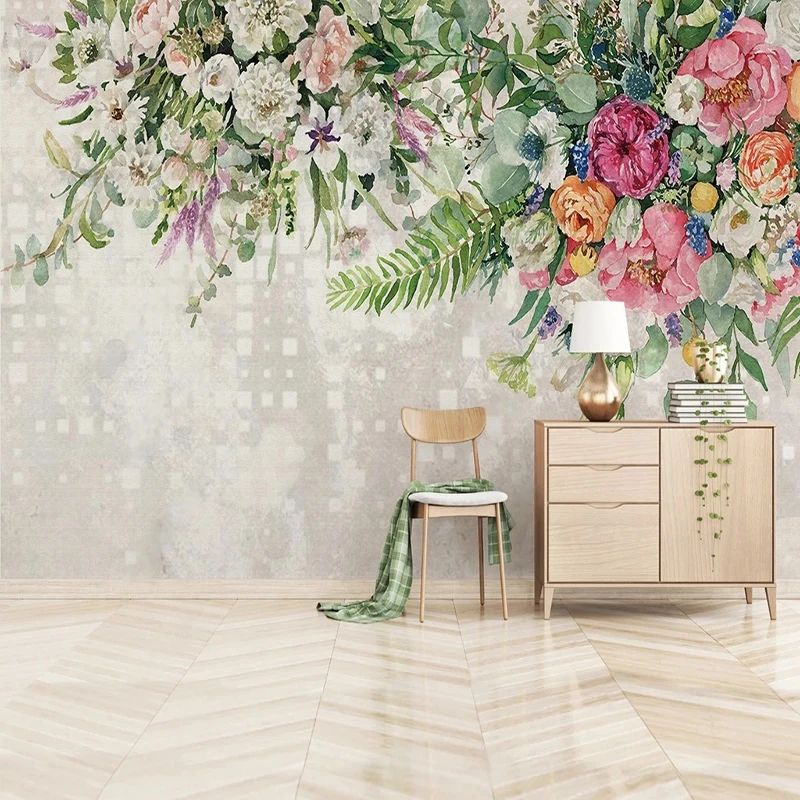 

Custom 3D Mural Wallpaper European Flower Pastoral Style Living Room TV Background Wall Papers Papel De Parede 3D Home Decor