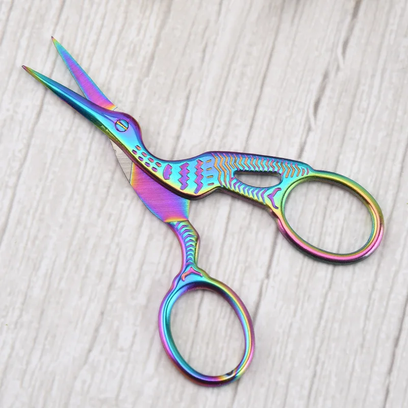 Крана рот Ножницы Вышивка крестиком Античная Винтаж прошитая вручную ножницы