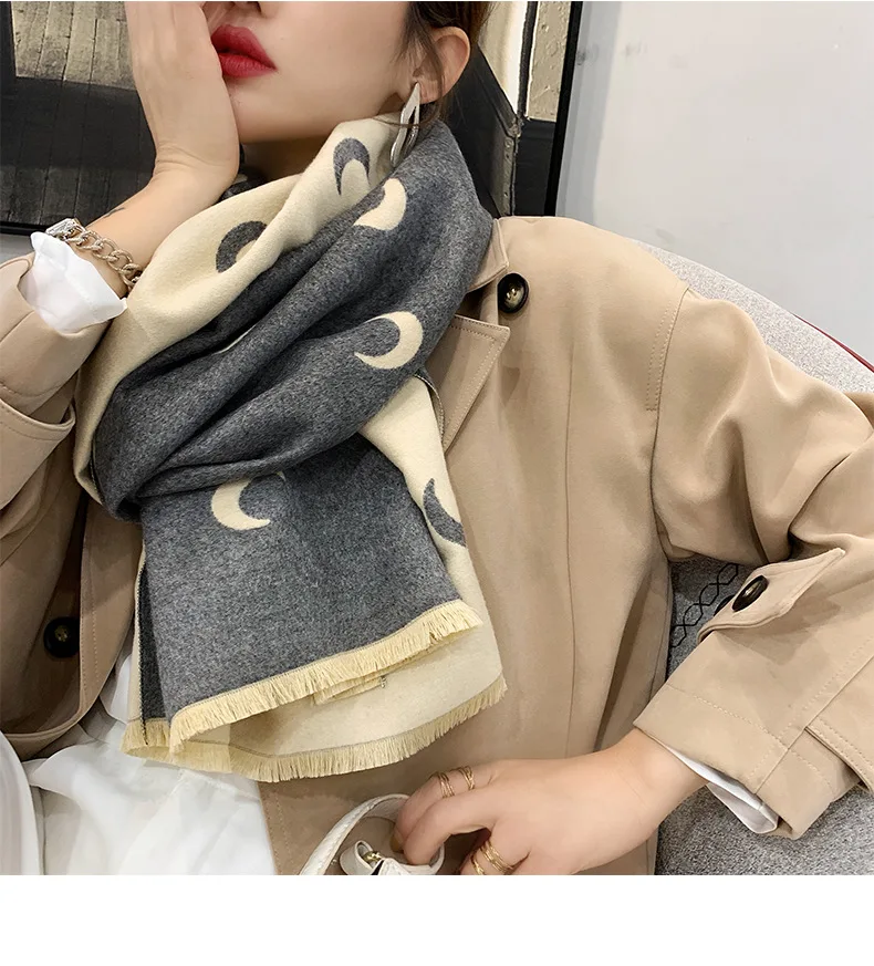 Зимний мягкий теплый кашемировый шарф для женщин шерстяные шарфы цвета хаки