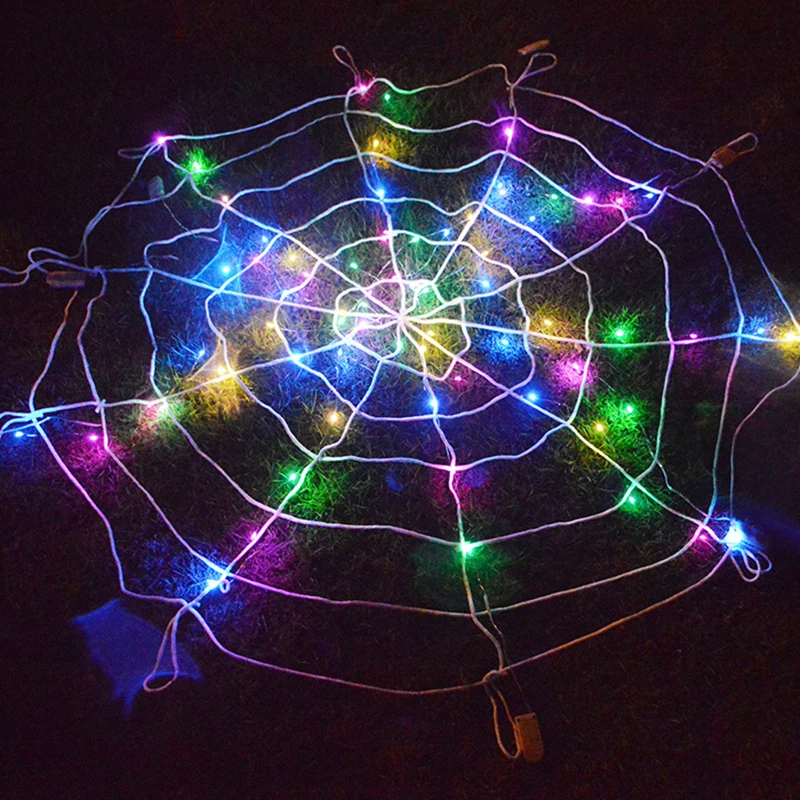 

2021 Color Luminous Spider Web Halloween Ghost Festival Theme Decoration Lighting High Quality Nylon Home Decoration Products