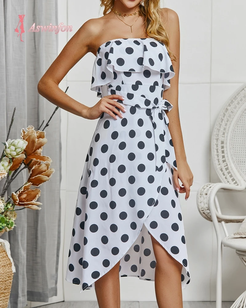 Женское ТРАПЕЦИЕВИДНОЕ ПЛАТЬЕ Aswinfon классическое облегающее платье с воланами