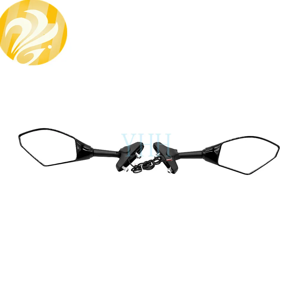 Зеркало заднего вида черное со светодиодной подсветкой и поворотником для Yamaha YZF