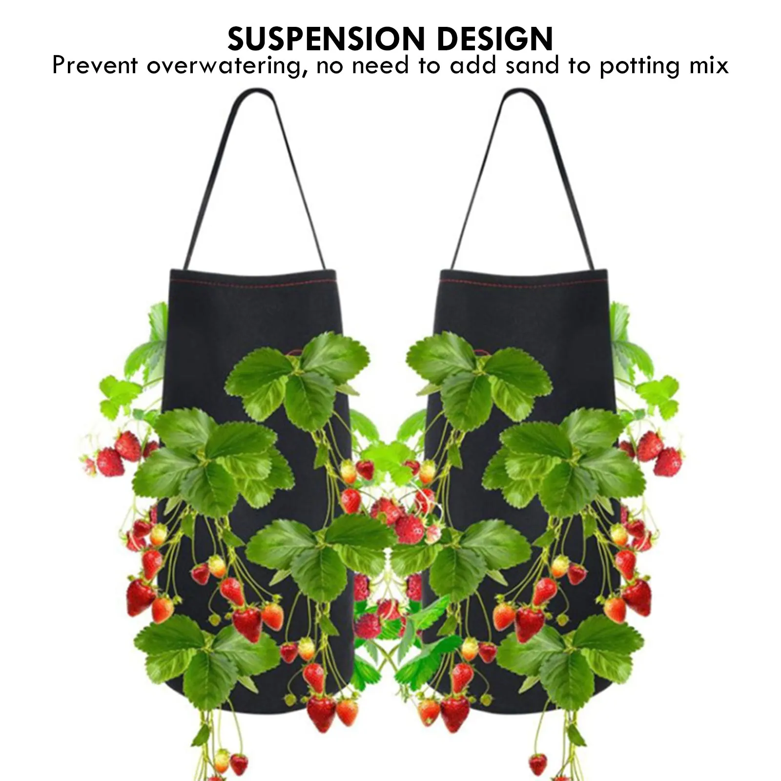 

2PCS Hanging Strawberry Planting Bag Vertical Flower Vegetable Felt Grow Bag Greenhouse Potato Mushroom Pots Garden Supplies