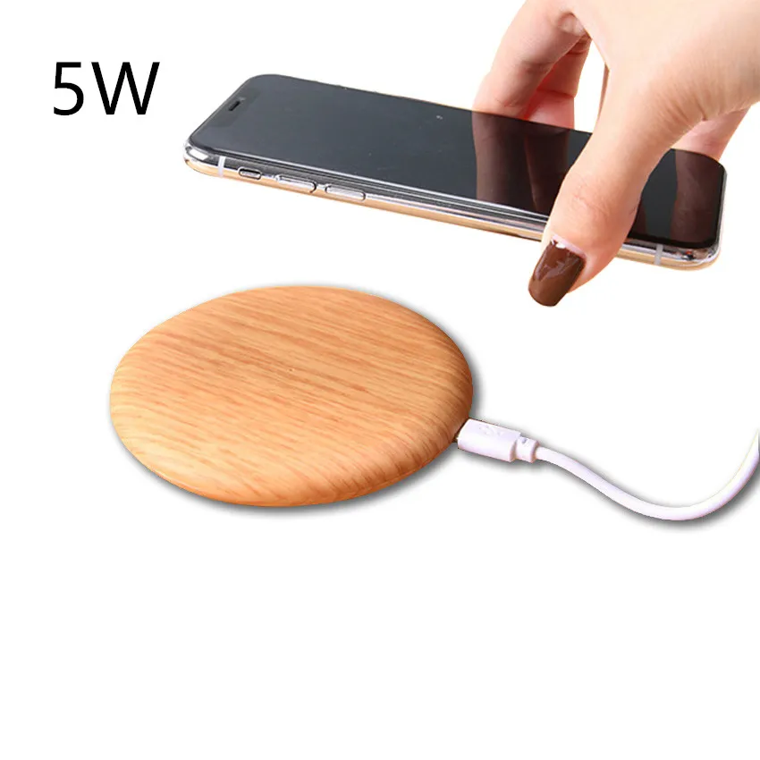5w Qi Wireless Charger Induction Charging Docking Station Chargeur Bamboo Wood Charger Station For Iphone Xiaomi mi 9T Huawei P30 - Цвет: 5w