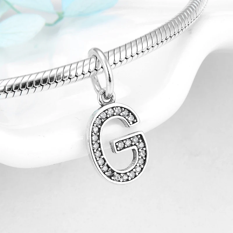 2019 New 925 Sterling Silver Letter G Charms for Jewelry making Clear CZ pendants fit Original Kataoka Bracelet | Украшения и