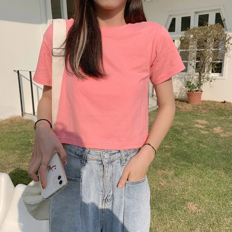 Шикарная футболка в гонконгском стиле с коротким рукавом женская летняя