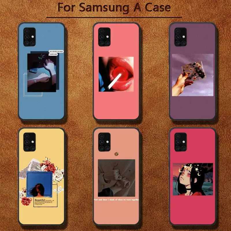 

blue Pink Aesthetics art Phone Cases for Samsung A91 01 10S 11 20 21 31 40 50 70 71 80 A2 CORE A10
