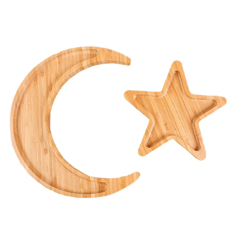 

1 Set Star-shaped Dish Moon-shaped Plate Bamboo Food Plate Dry Fruit Holder