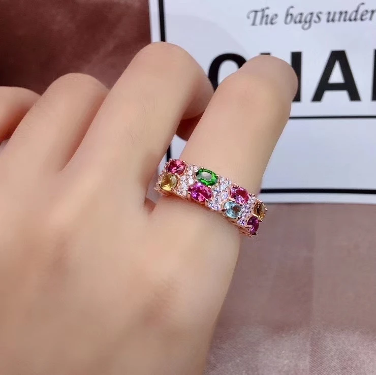 KJJEAXCMY Изящные Ювелирные изделия имитация серебра натуральный турмалин Новое