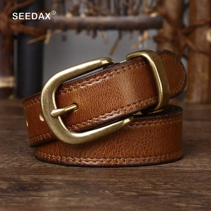 New Women's Strap Casual All-match Women Brief Cow Genuine Leather Belt Pure Color Belts Top Quality Fashion Jeans Belt