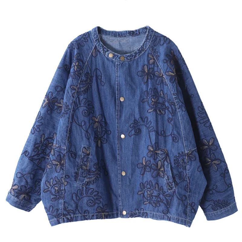 

Max LuLu New 2020 Spring Fashion Chinese Style Ladies Embroidery Jackest Womens Vintage Denim Coats Casual Female Floral Clothes