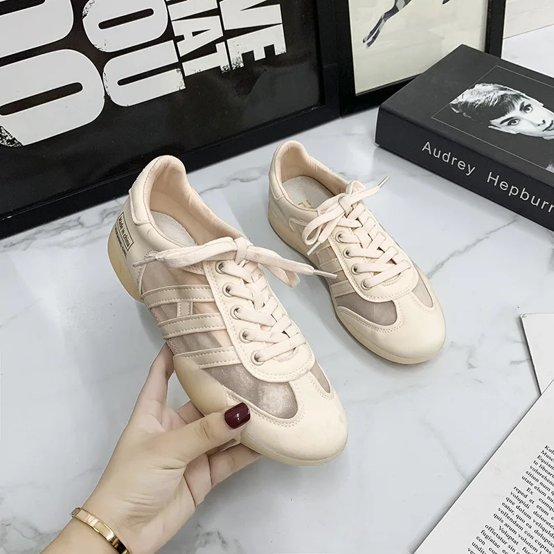

Luxury Women Shoes Flats Mesh Breathable Fashion Sneakers 2019 Summer New Shoes Woman Platform Shoes Casual Lace-Up Non-slip