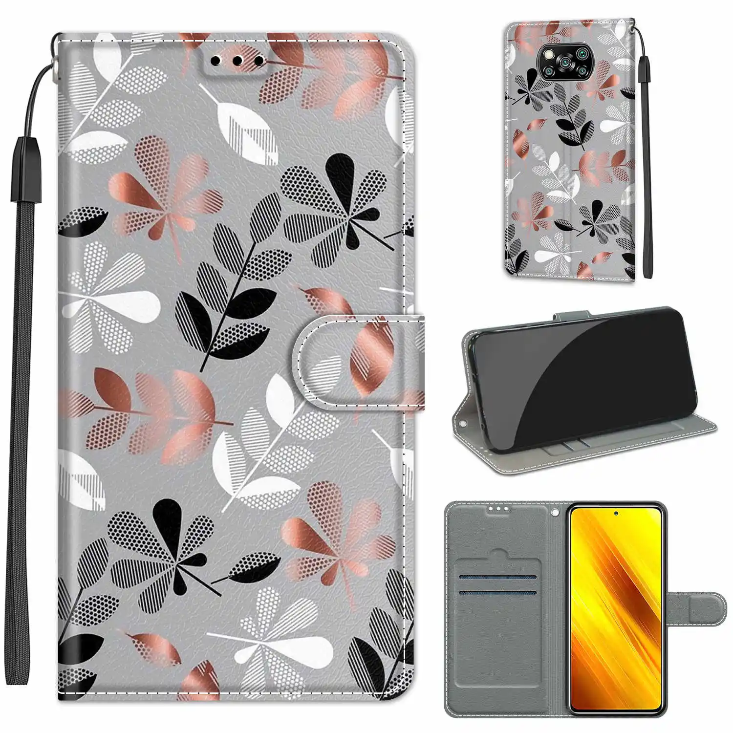 Flip Case For Xiaomi Poco X3 NFC Pro M3 Case Leather Silicone Wallet Book Cover For Redmi 8 6A 7A 9A 9C 9T 9 Power Cute Printed