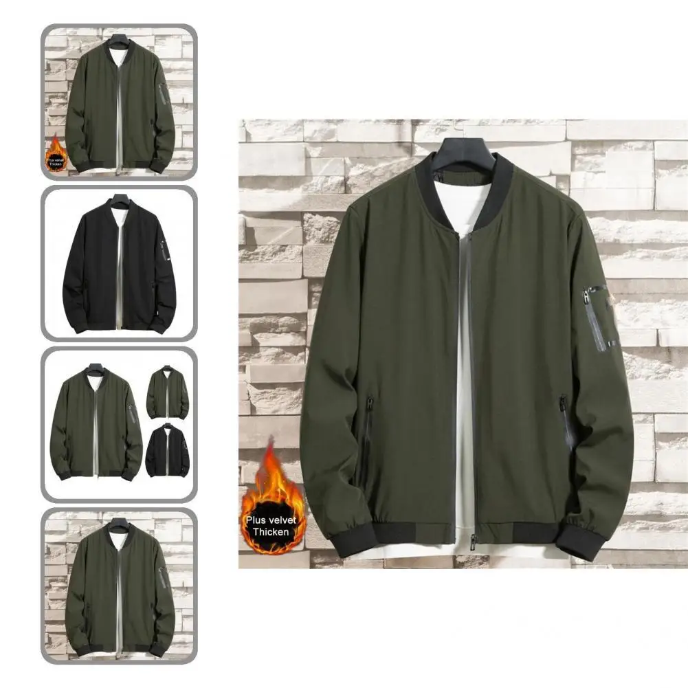 

Yong Great Easy to Wash Men Flight Coat Plush Men Coat Plus Size for Work