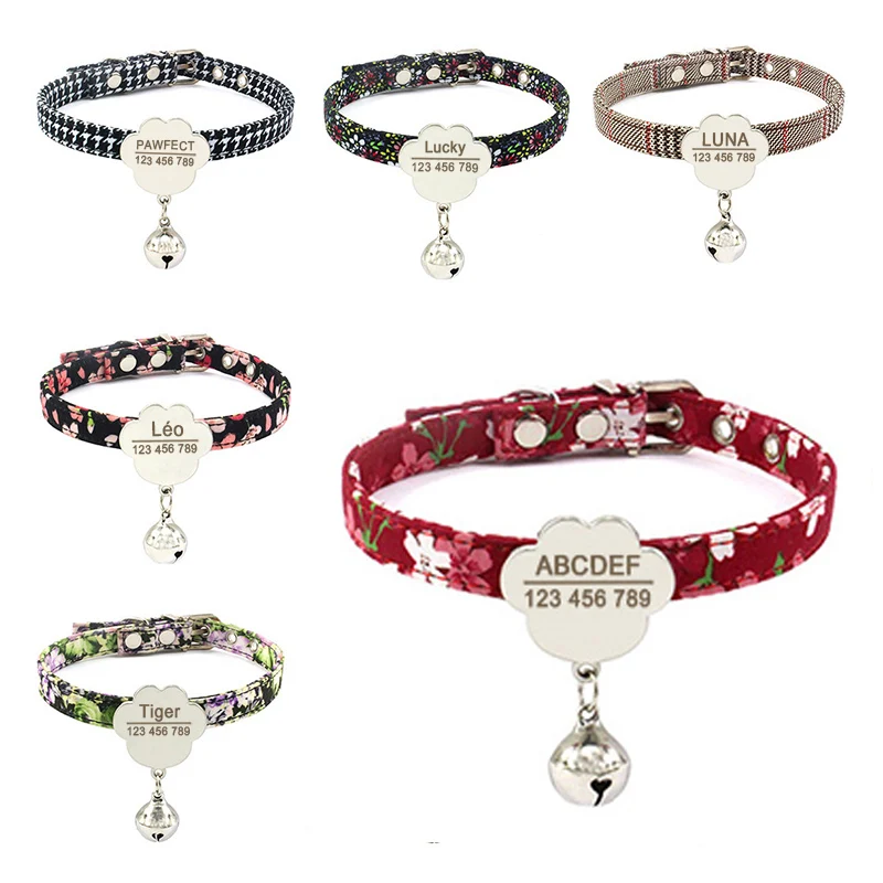 

Engraving Dog Collar Adjustable Detachable PAW Custom Pet Name Dog ID Collar Name Cat Collar