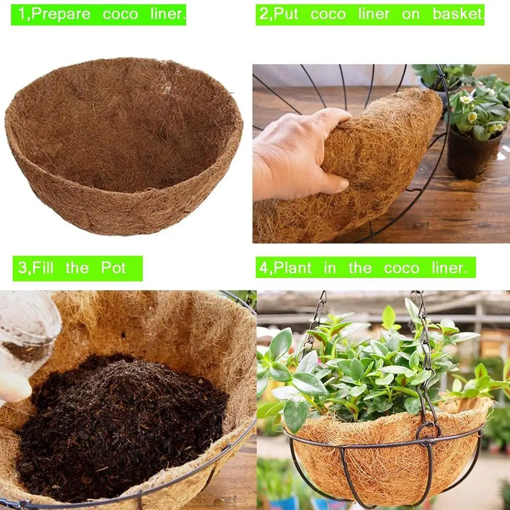 

Coco Fiber Coconut palm Replacement Liner Adjustable and Replaceable Round gondola Basket Liner For Garden Flower Basket