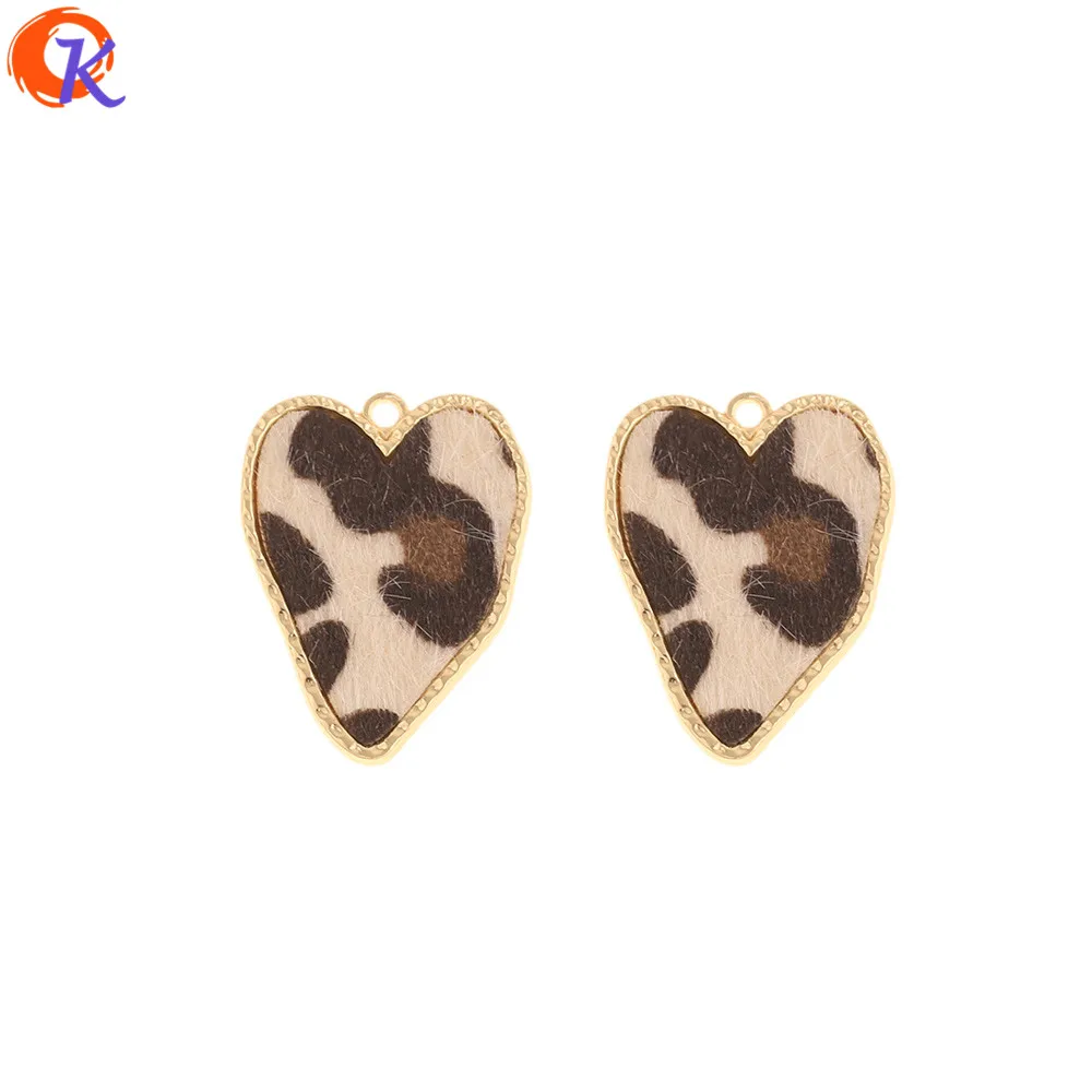 White Сердечный Дизайн 50 шт 25*32 мм ювелирные аксессуары/DIY Изготовление/амулеты/форма сердца/леопардовый принт эффект/ручная работа/застежки для сережек - Цвет: White