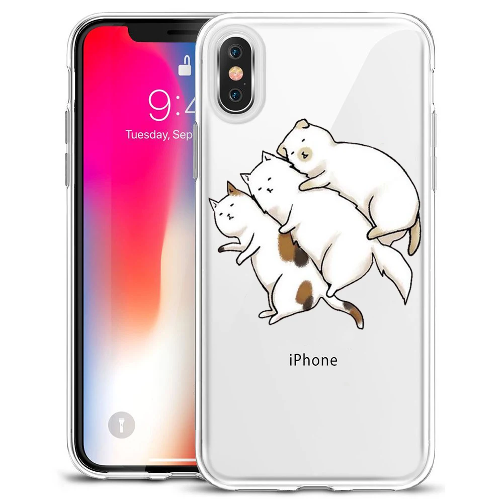 Прозрачный чехол для iPhone 11 Pro max XS Max X XR мягкий 6 6S 7 8 Plus с изображением милых кошек и