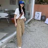 new spring fashion jeans women pants solid mid waisted wide leg oversize chic bottom pants straight casual trousers jean