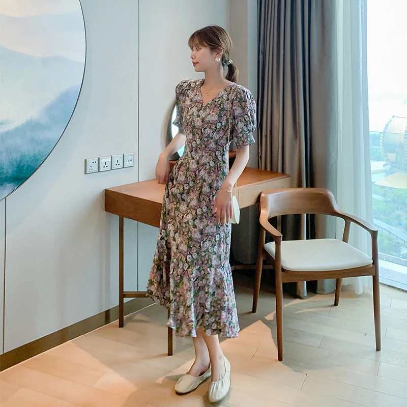 2020 модное женское платье миди с принтом вечерние платья v образным вырезом летние