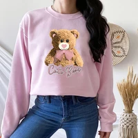 cute teddy bear print women hoodie warm wool loose sport long sleeve pullover harajuku hip hop streetwear men women clothing s 4