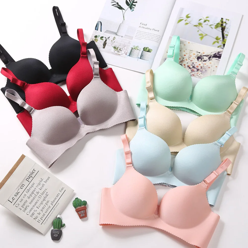 

Bras for Women Seamless Sexy Bra Wire Free Gather Adjustable Push Up Bras Padded Bralette 30 32 34 36 38 A B C D Cup