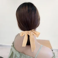 printing floral hair ring women ponytail hair ties bow ribbon hair tie fabric all match geometric check large intestine hair tie