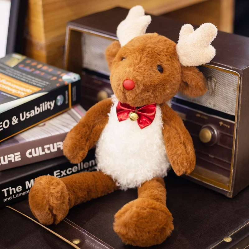 Soft Christmas Antelope Deer Rat Plush Toy Cartoon Animal with Bell Stuffed Doll Baby Bedtime Story Toys Kids Girl Birthday Gift | Игрушки и