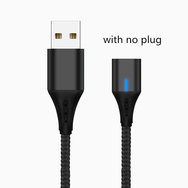 Black No Plug Магнитный кабель 3A Micro usb type C кабель передачи данных для быстрой зарядки для iPhone XS MAX XR 8 7 Plus SAMSUNG S10+ S9 для XIAOMI Mi9 MIX3 2S - Цвет: Black No Plug